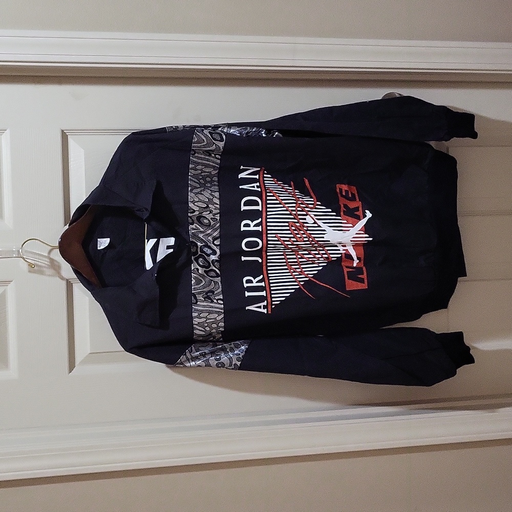 Nike Air Jordan Flight two piece outfit, XL, black with silver animal print